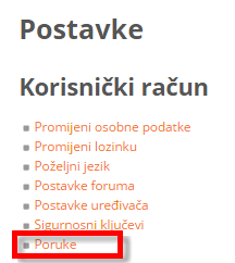 Link na postavke poruka