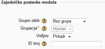 Zajedničke postavke modula