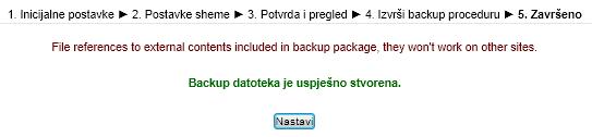 Backup izvršen