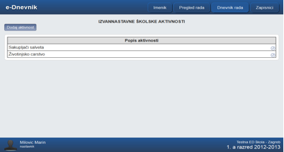 dodavanje školske aktivnosti