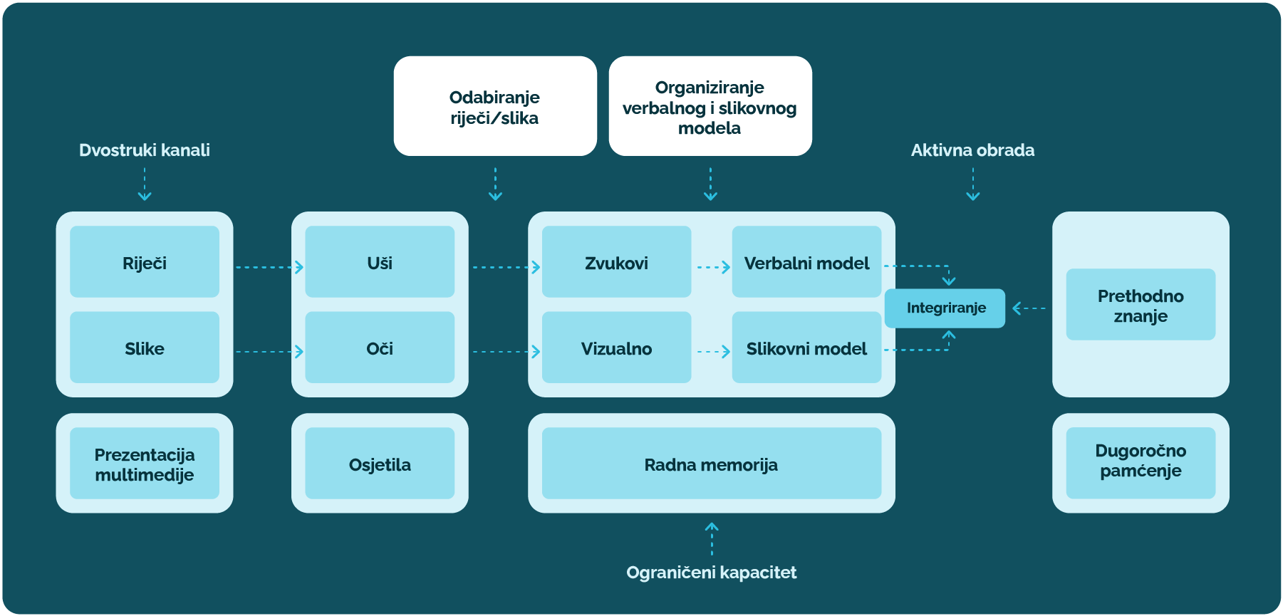 Prikaz Mayerove kognitivne teorije multimedijskog učenja