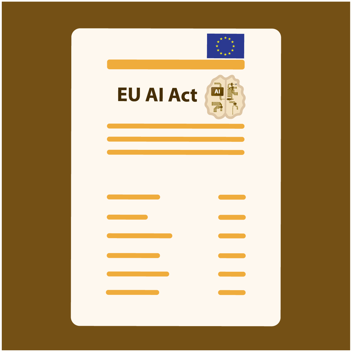 Ilustracija dokumenta s natpisom EU AI Act i zastavom EU-a, simbolizirajući regulaciju umjetne inteligencije