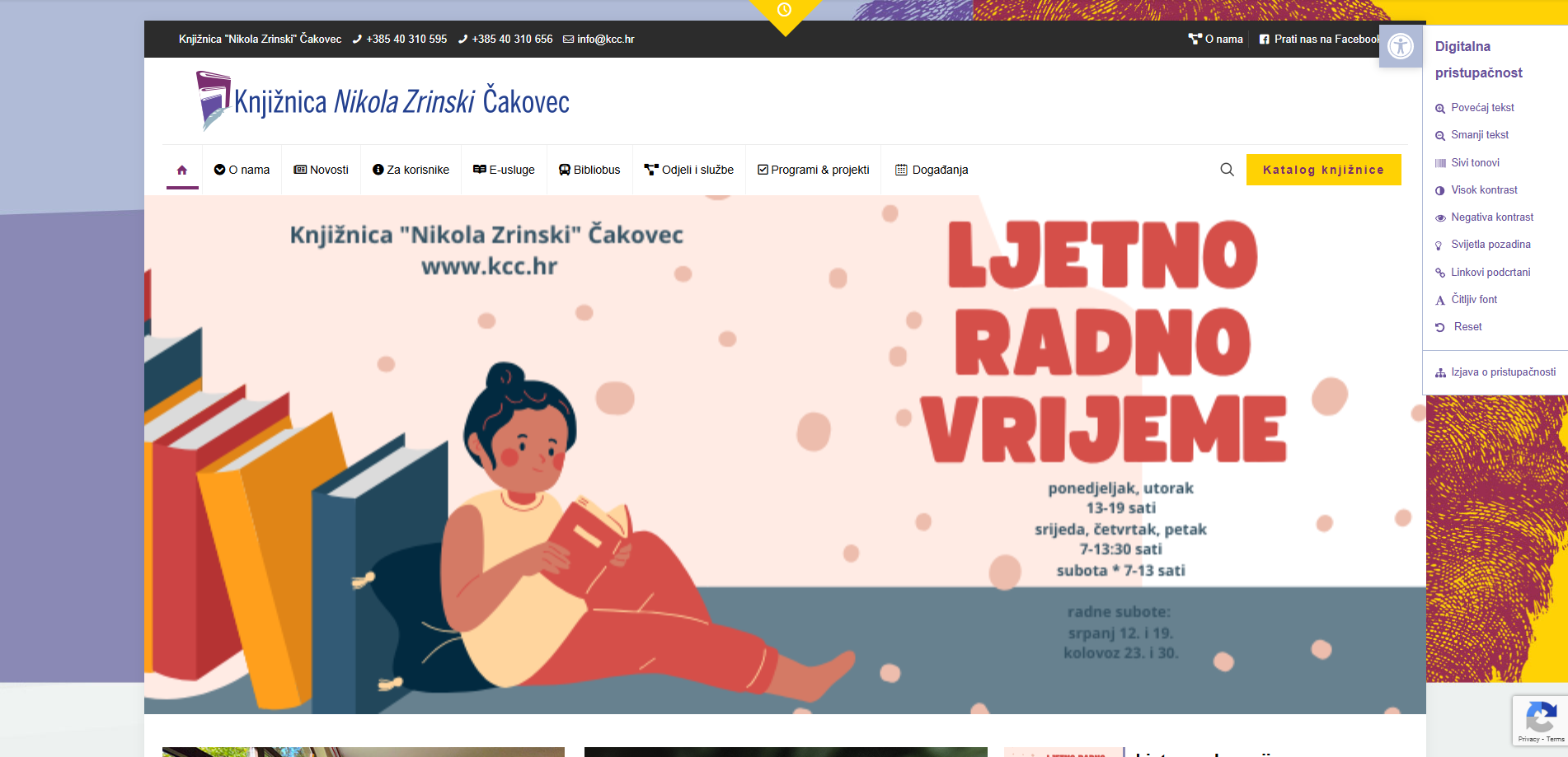 Prilagodbe pristupačnosti na internetskoj stranici Knjižnice „Nikola Zrinski“, Čakovec