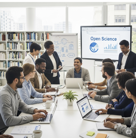 Display of a meeting on the topic of open scinece