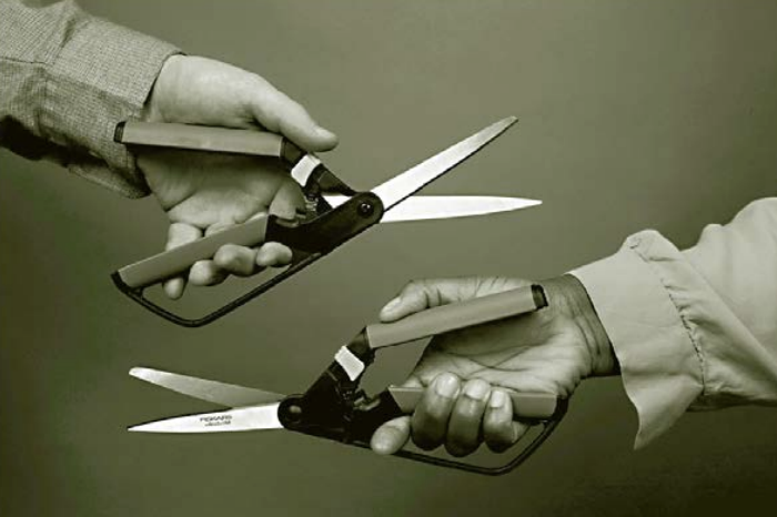 Scissors adapted for left- or right-hand dominance.